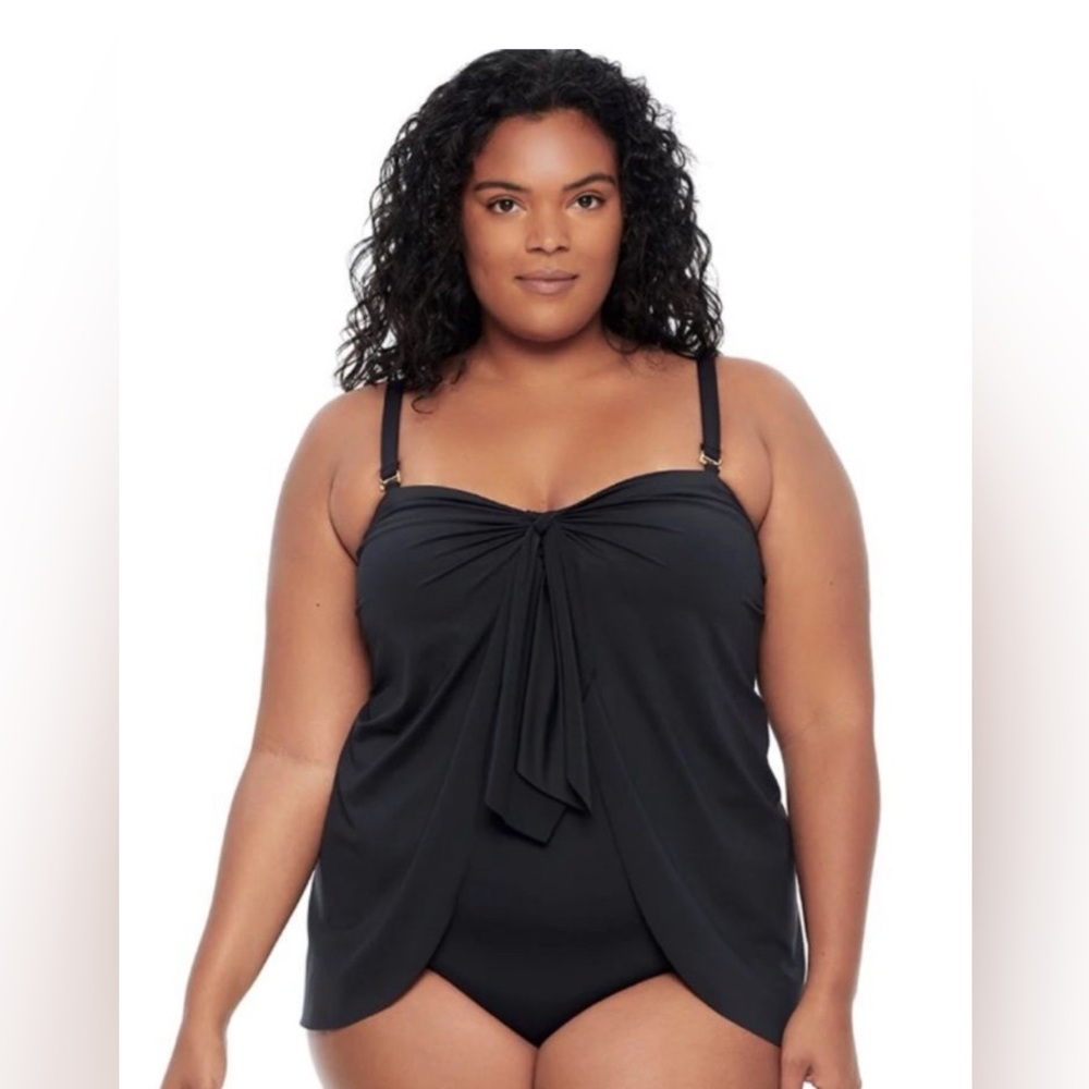 LAUREN Ralph Lauren WOMAN 🖤BLACK🖤 FLYAWAY ONE PIECE SWIMSUIT PLUS SIZE 20W NWT